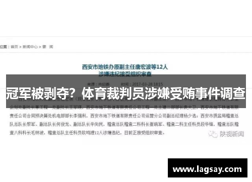 冠军被剥夺？体育裁判员涉嫌受贿事件调查